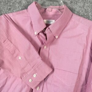Brooks‎ Brothers Classic Fit Pink Gingham Check Non-Iron Dress Shirt Mens 17.5